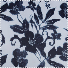 Hibiscus Blue Floral Tie-Up Window Shade
