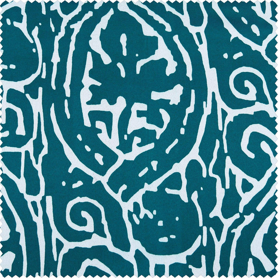 Abstract Teal Printed Polyester Swatch - HalfPriceDrapes.com