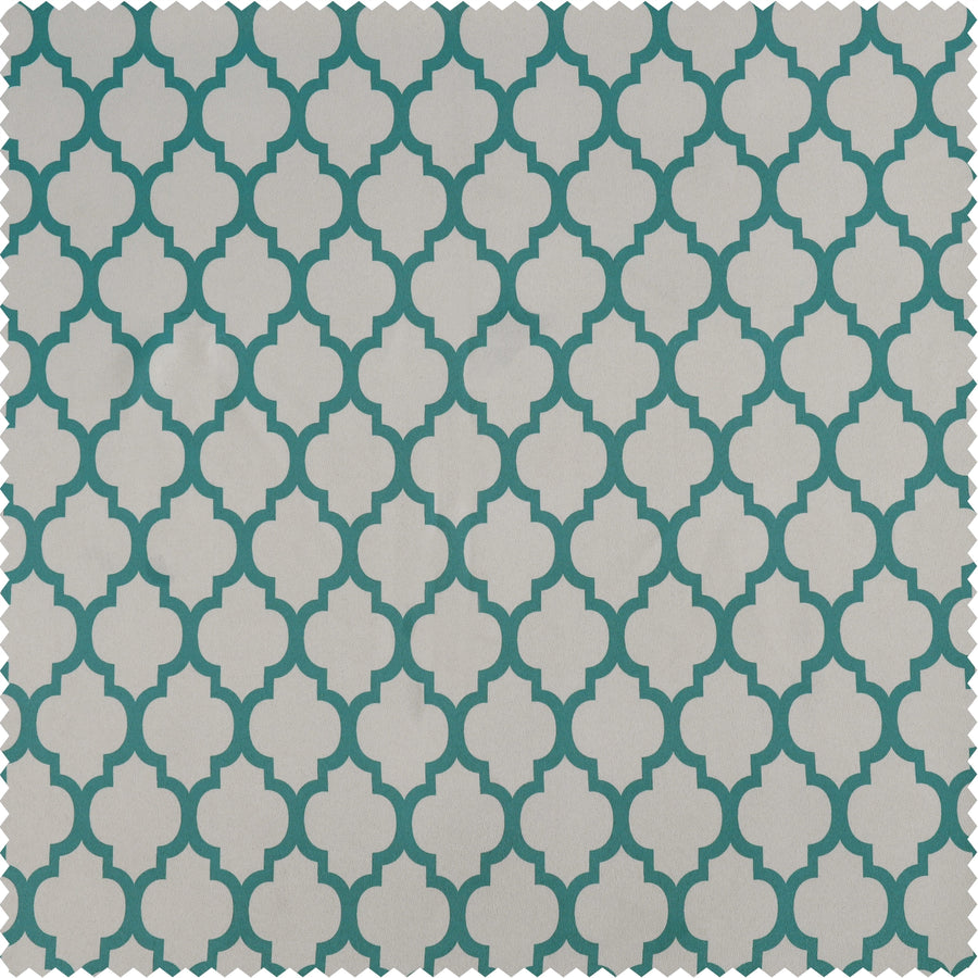 Casablanca Teal Printed Polyester Swatch - HalfPriceDrapes.com