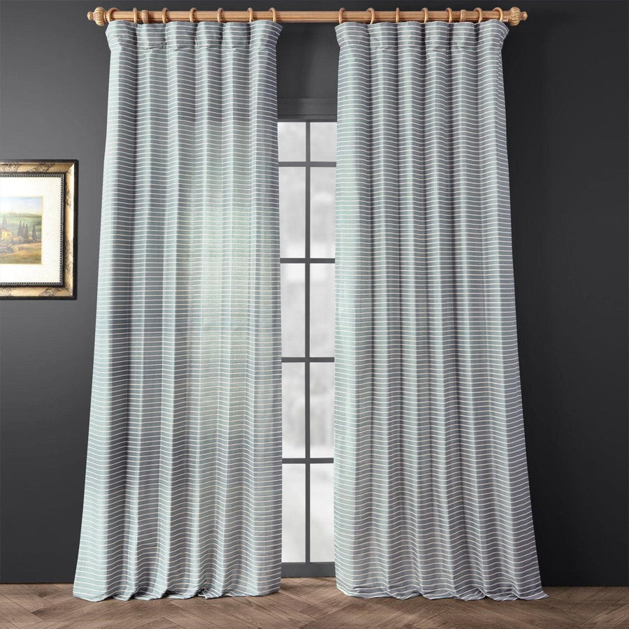 Weekend Blue Striped Hand Weaved Cotton Curtain