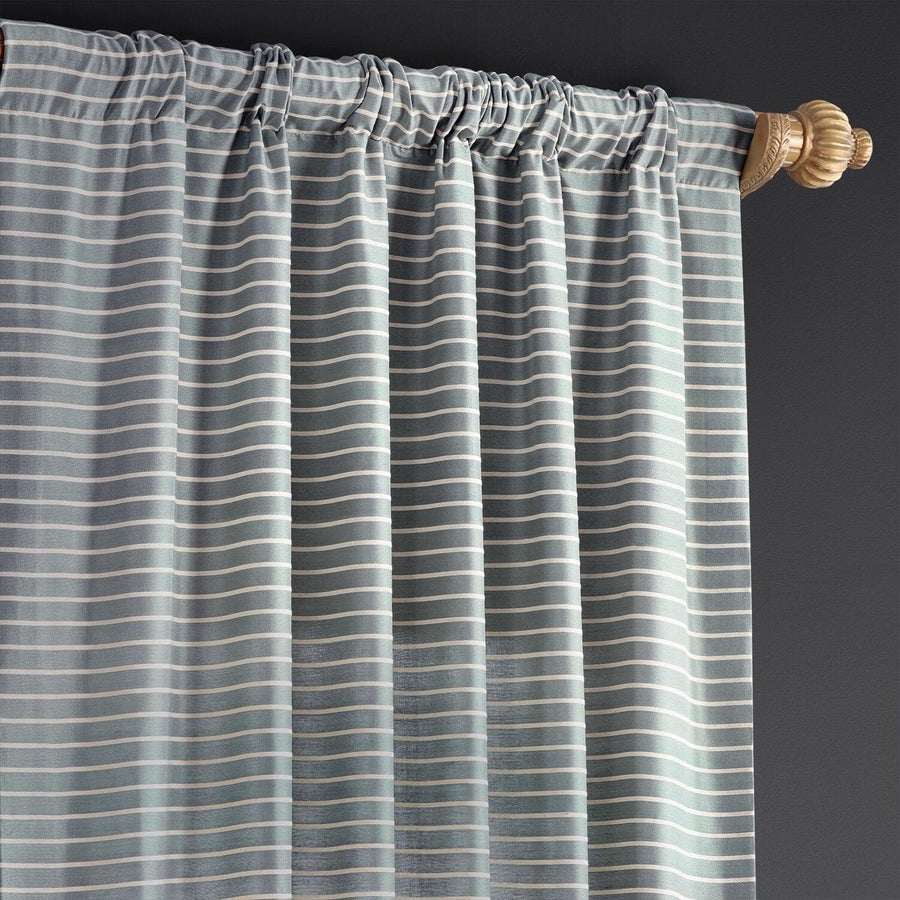 Weekend Blue Striped Hand Weaved Cotton Curtain