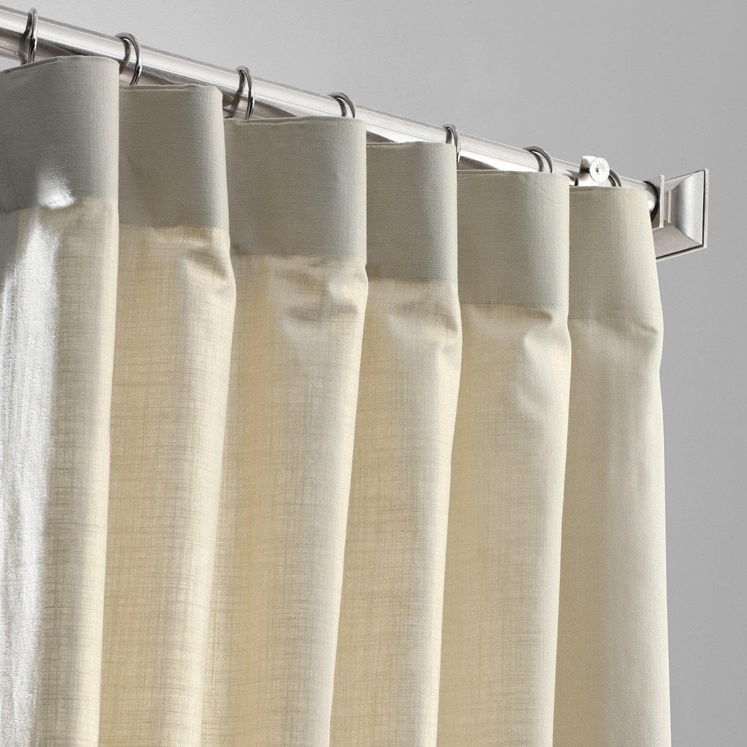 Light Beige Textured Cotton Linen Weave Curtain