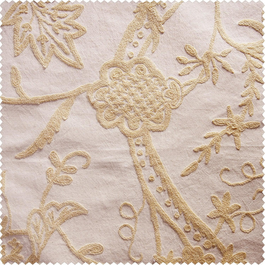 Lorraine Embroidered Cotton Crewel Swatch - HalfPriceDrapes.com