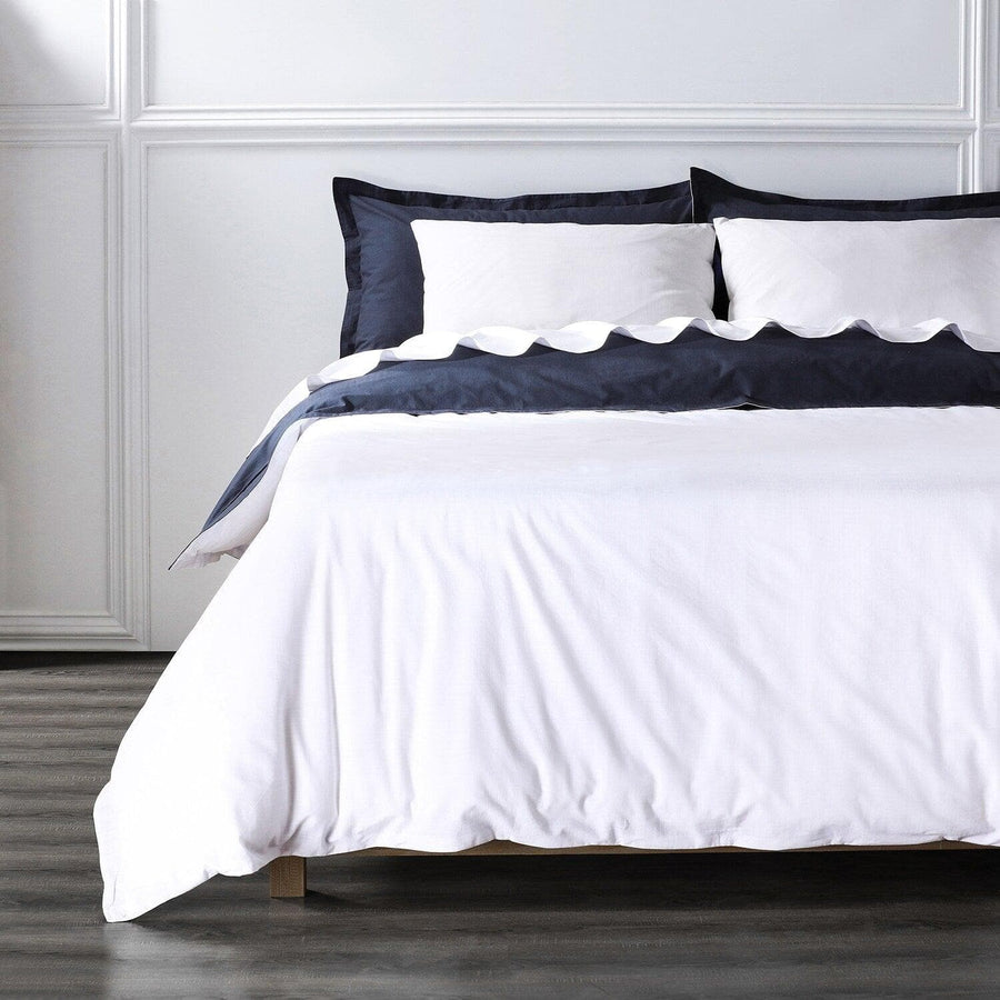 Peacoat Blue & White Leisure Collection Reversible Duvet & Pillow Set