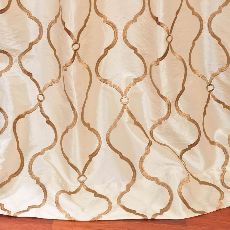 Tunisia Ivory Embroidered Designer Faux Silk Curtain