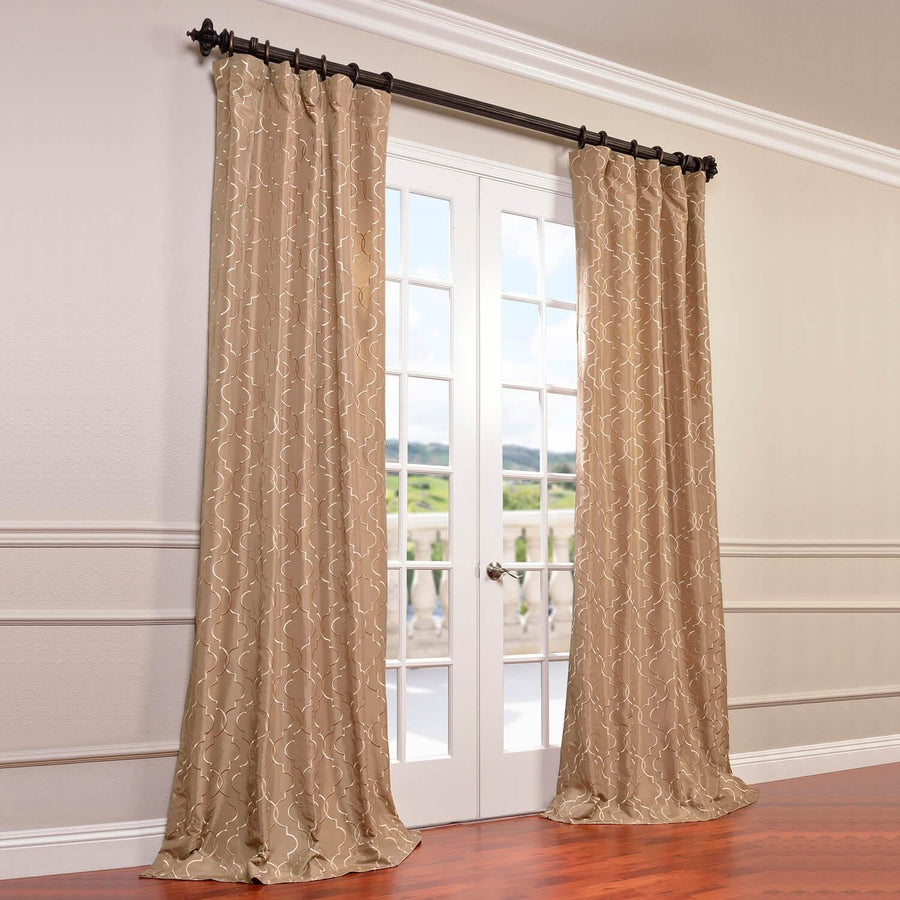 Algeirs Champagne Embroidered Designer Faux Silk Curtain - HalfPriceDrapes.com