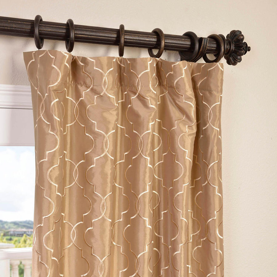 Algeirs Champagne Embroidered Designer Faux Silk Curtain - HalfPriceDrapes.com