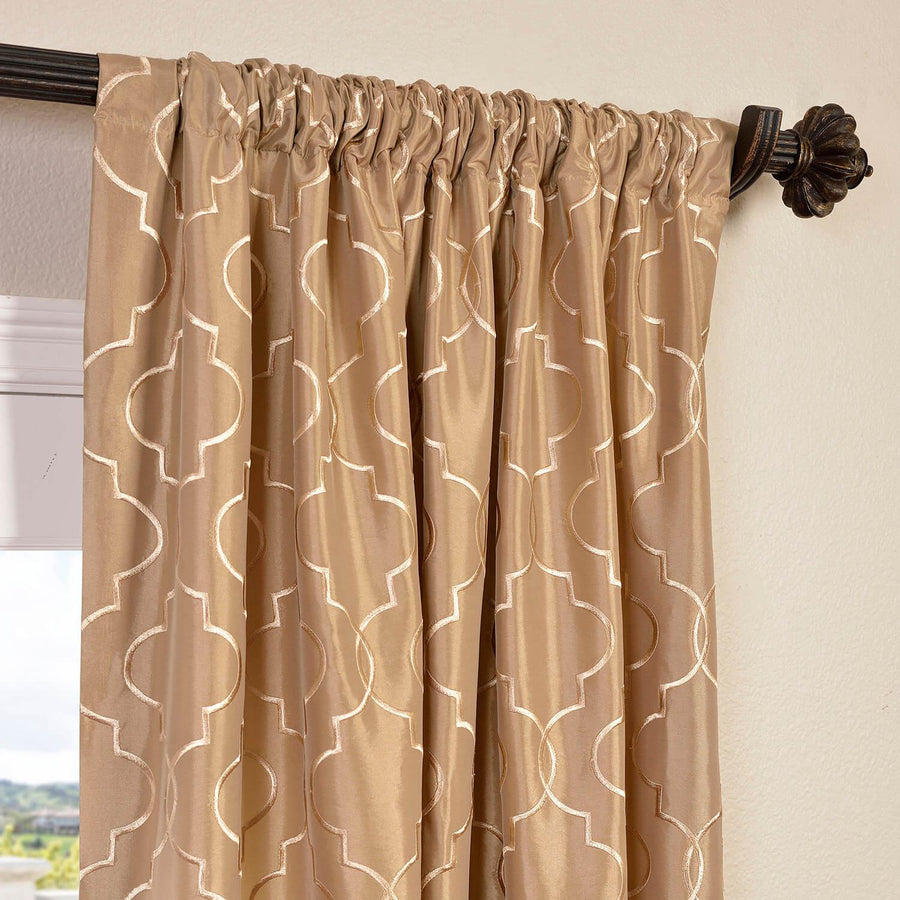 Algeirs Champagne Embroidered Designer Faux Silk Curtain - HalfPriceDrapes.com