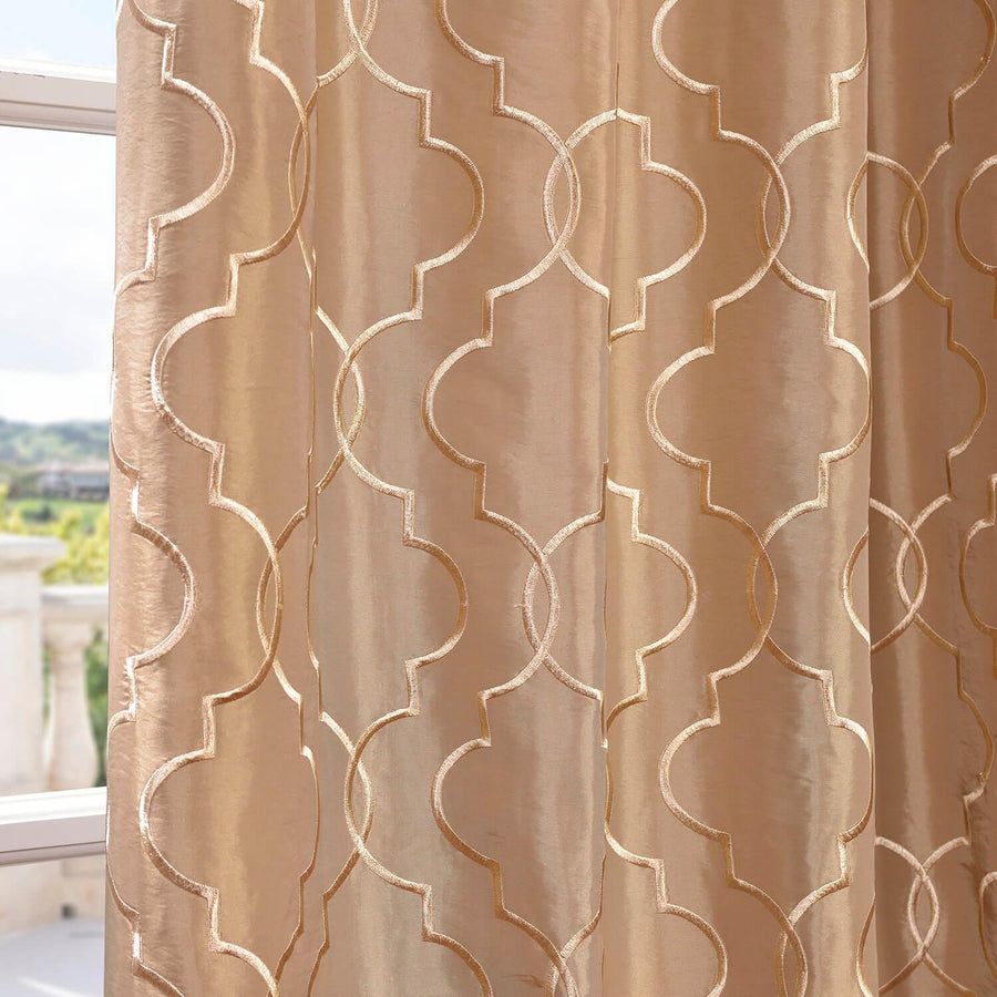 Algeirs Champagne Embroidered Designer Faux Silk Curtain - HalfPriceDrapes.com