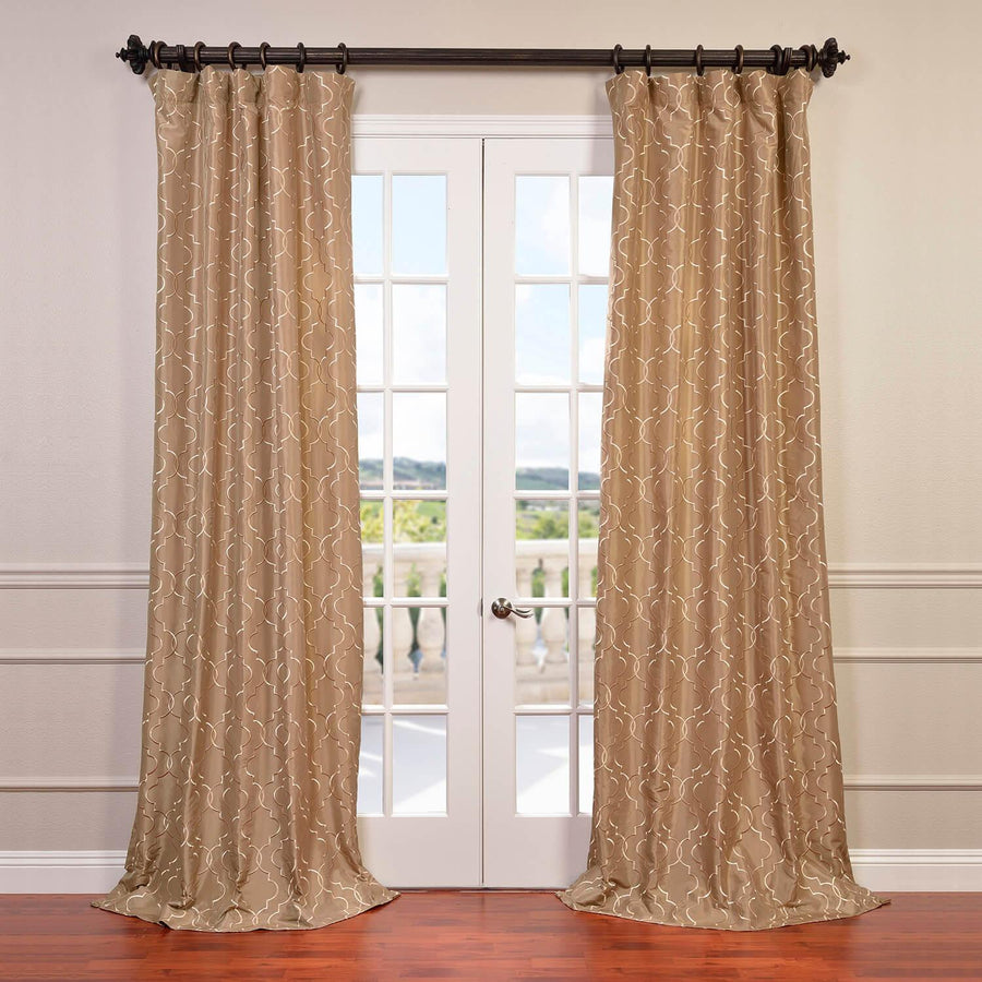 Algeirs Champagne Embroidered Designer Faux Silk Curtain - HalfPriceDrapes.com