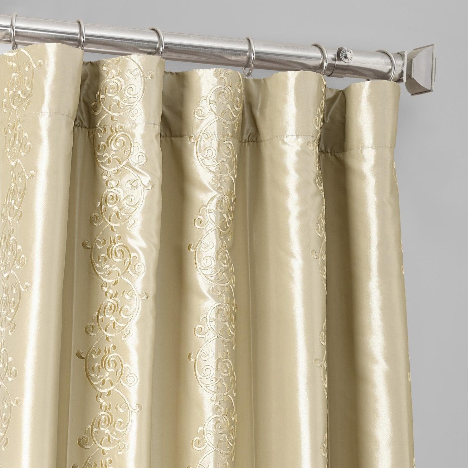 CHAMPAGNE GOLD CRUSHED VELVET & FAUX SILK CURTAINS EYELET RING TOP  FULLY LINED