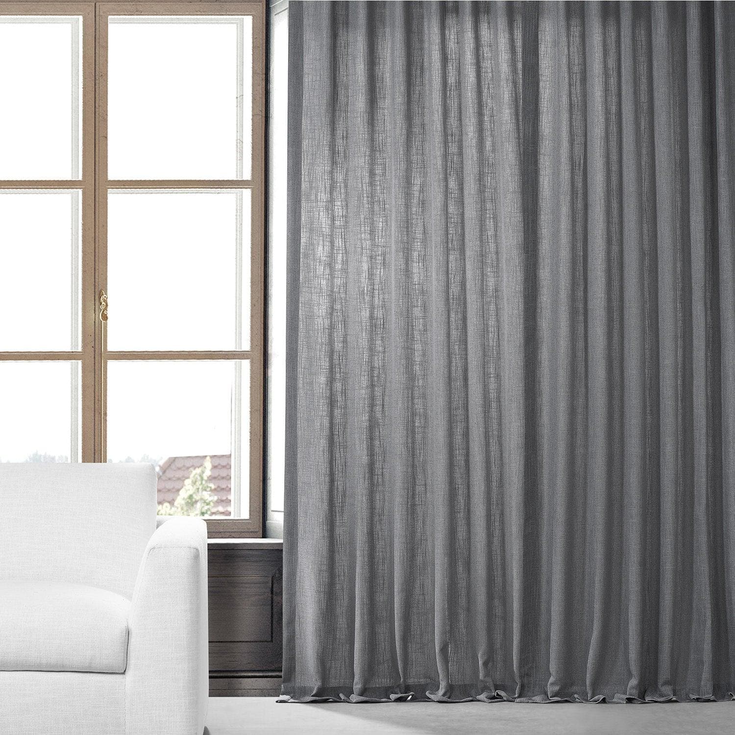 Pewter Grey Heavy Faux Linen Custom Curtain