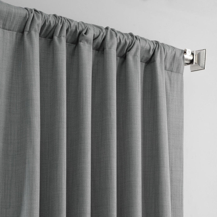 Pebble Grey Textured Italian Faux Linen Hotel Blackout Curtain