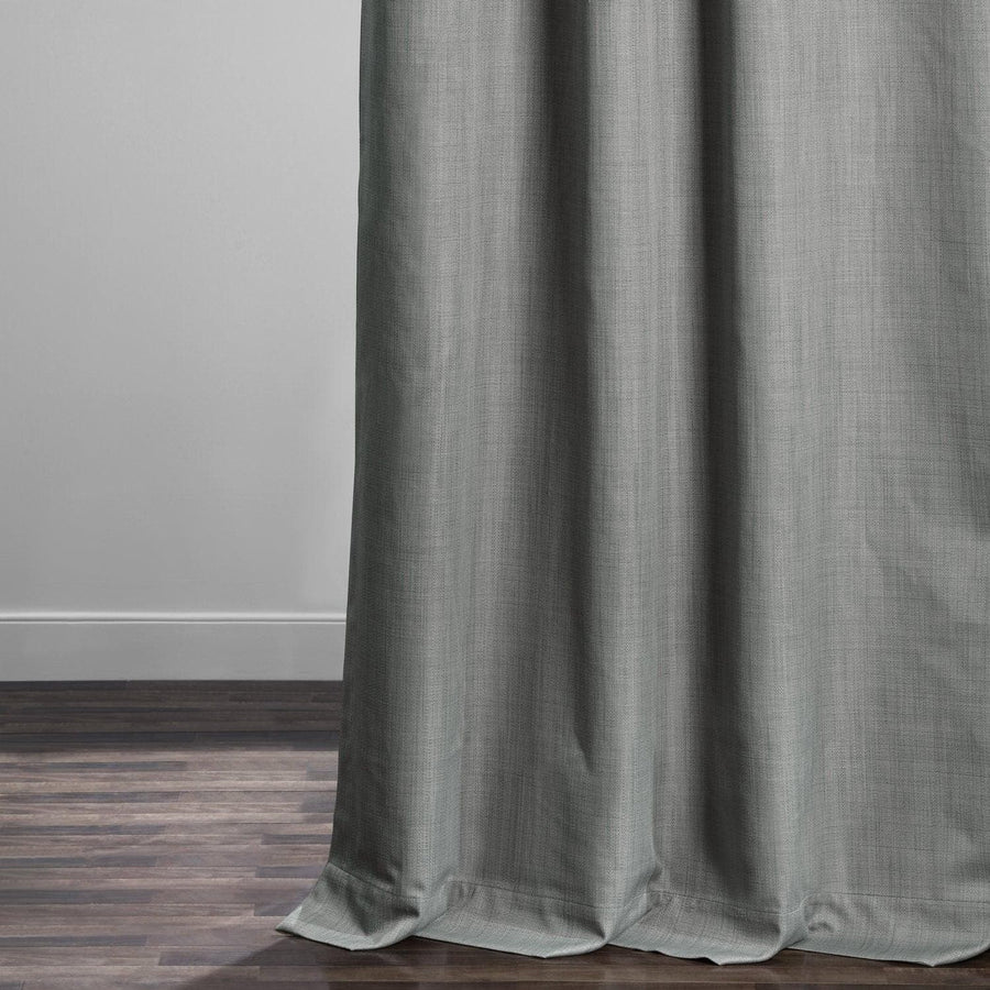 Pebble Grey Textured Italian Faux Linen Hotel Blackout Curtain