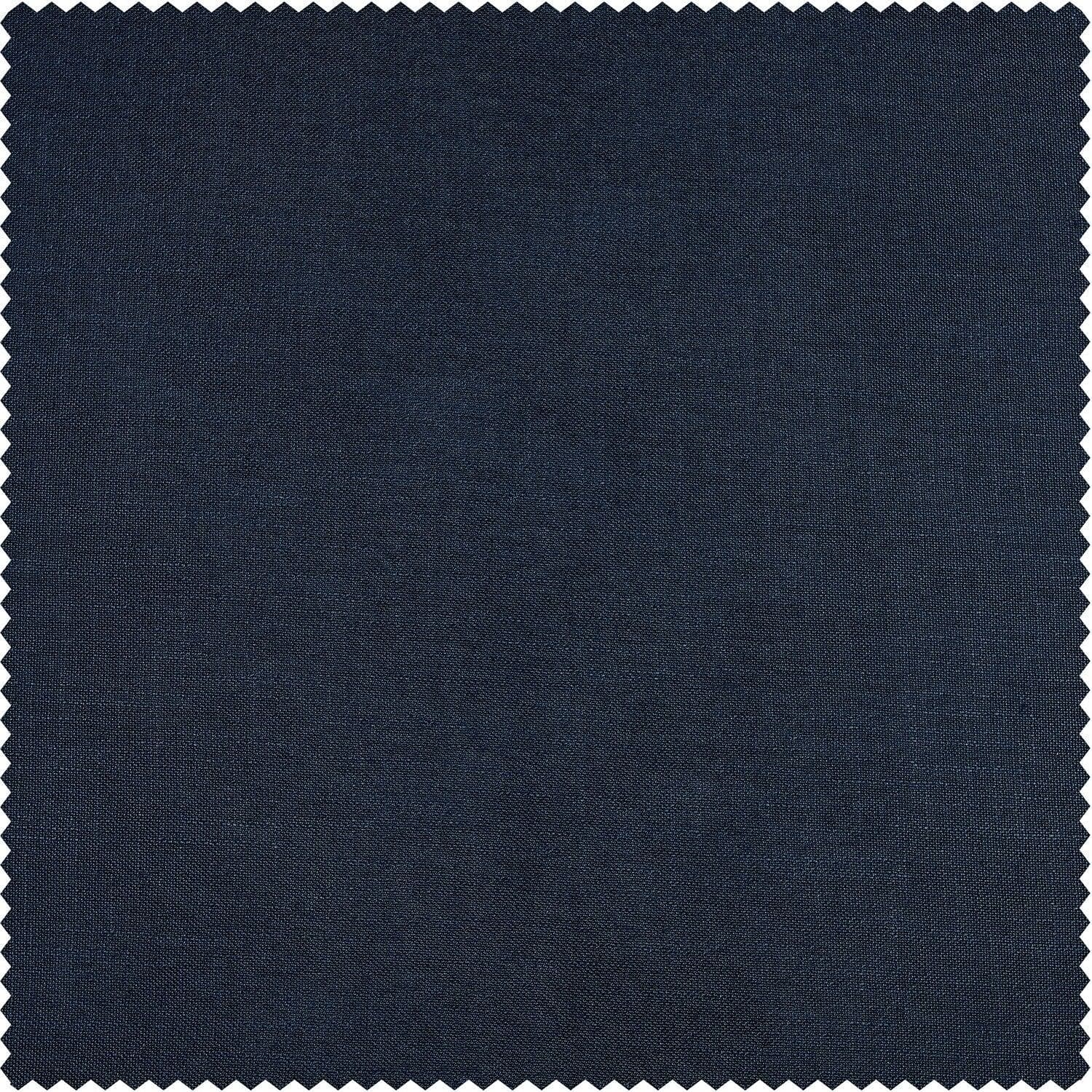 Deep Blue Classic Faux Linen Custom Curtain