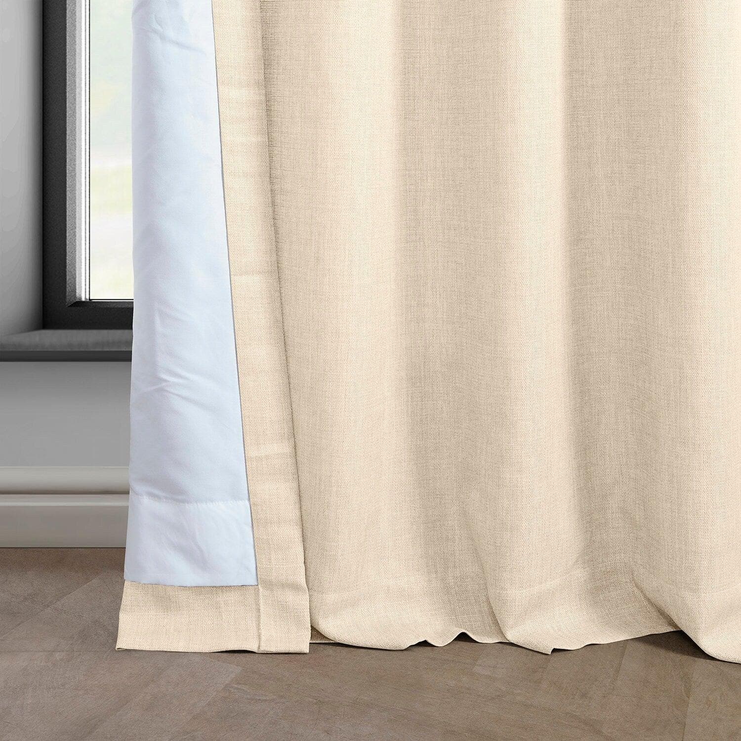 Parchment Cream Grommet Italian Faux Linen Room Darkening Curtain