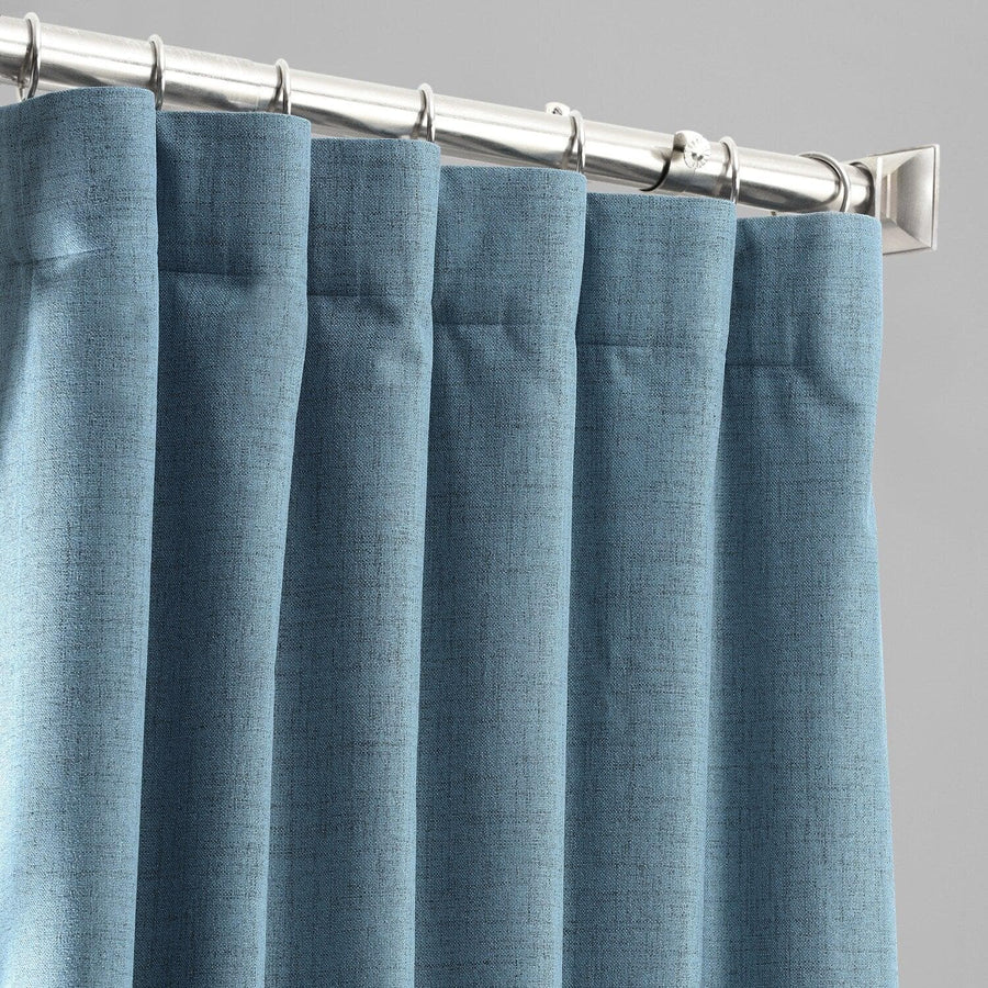 Ovation Blue Thermal Cross Linen Weave Blackout Curtain