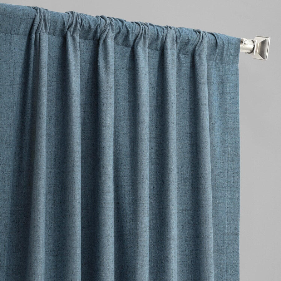 Ovation Blue Thermal Cross Linen Weave Blackout Curtain