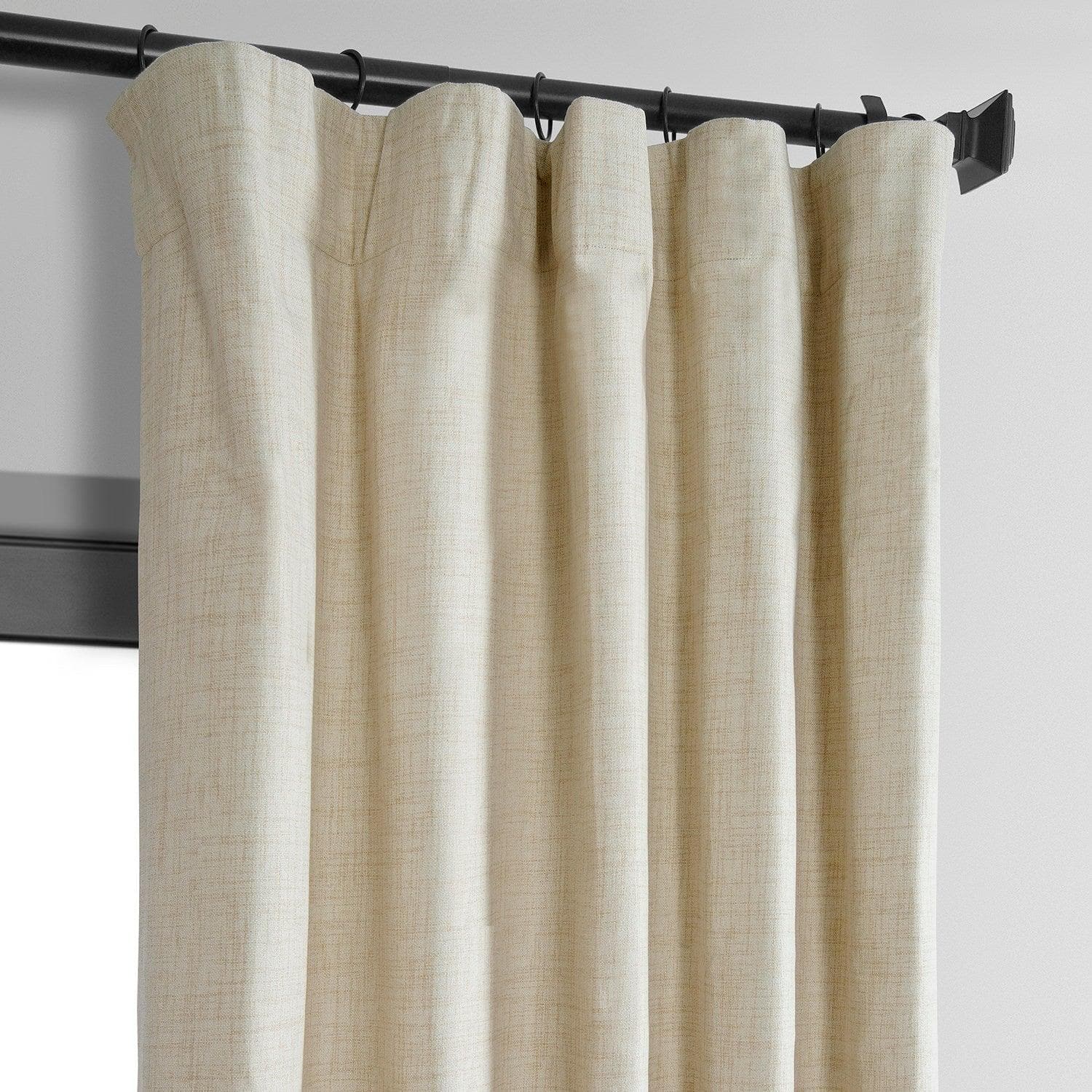 Natural Light Beige Thermal Cross Linen Weave Blackout Curtain