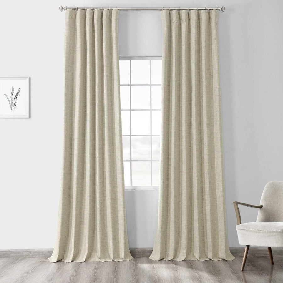 Toasted Tan Thermal Cross Linen Weave Blackout Curtain