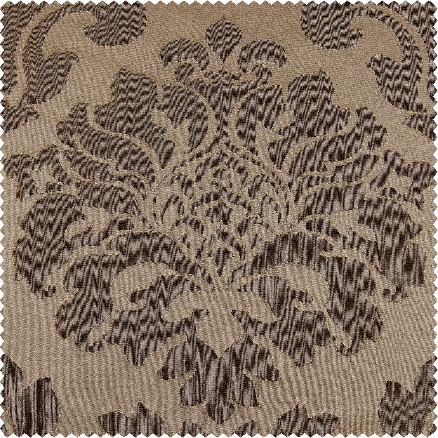 Taupe & Bronze French Pleat Faux Silk Jacquard Room Darkening Curtain
