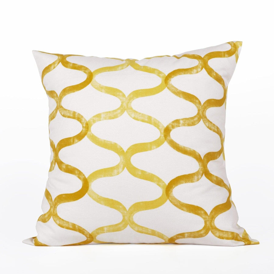 Illusions Yellow Printed Cotton Cushion Covers - Pair (2 pcs.)