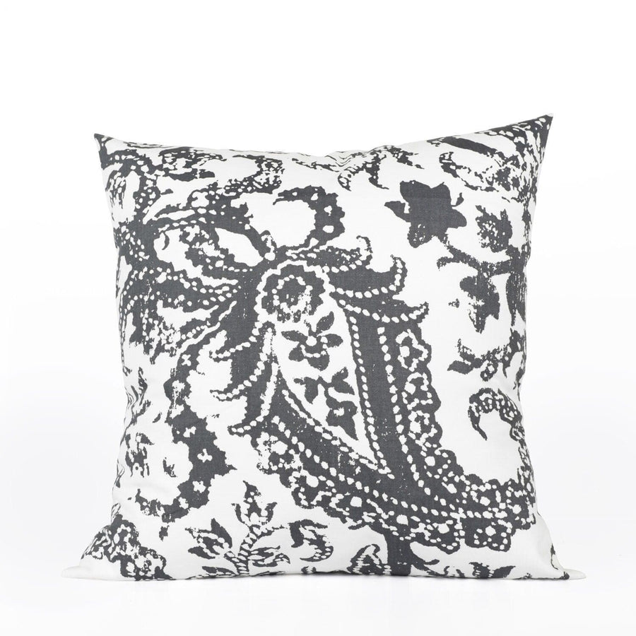 Edina Washed Grey Printed Cotton Cushion Covers - Pair (2 pcs.)