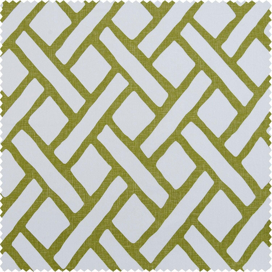 Garden Path Moss Green Printed Cotton Swatch - HalfPriceDrapes.com