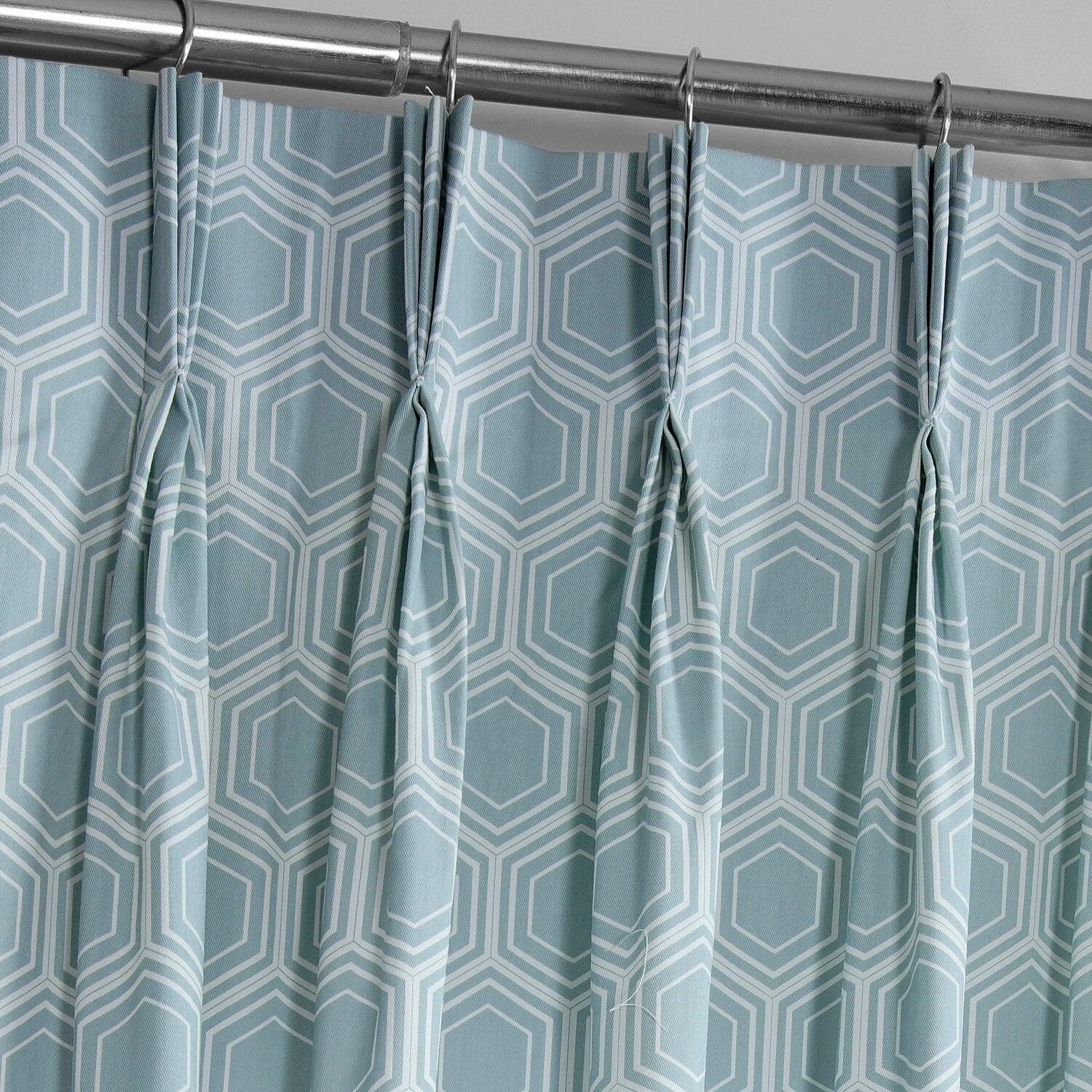 Honeycomb Ripple Aqua Geometric French Pleat Printed Cotton Room Darke