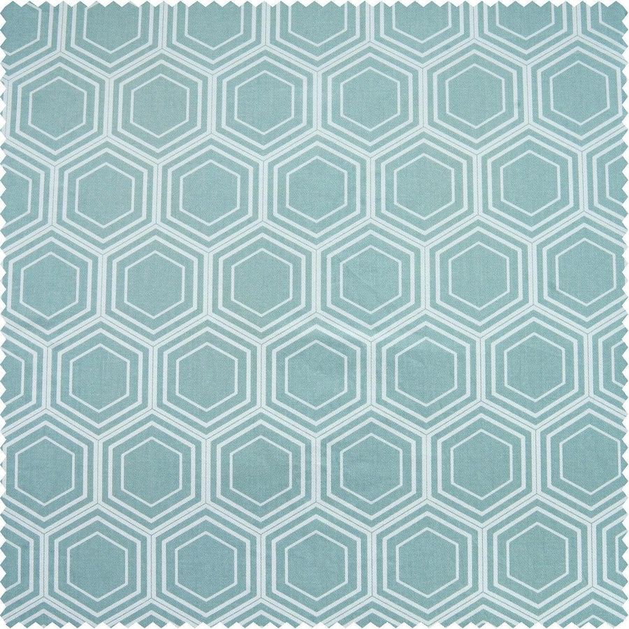 Honeycomb Ripple Aqua Printed Cotton Swatch - HalfPriceDrapes.com