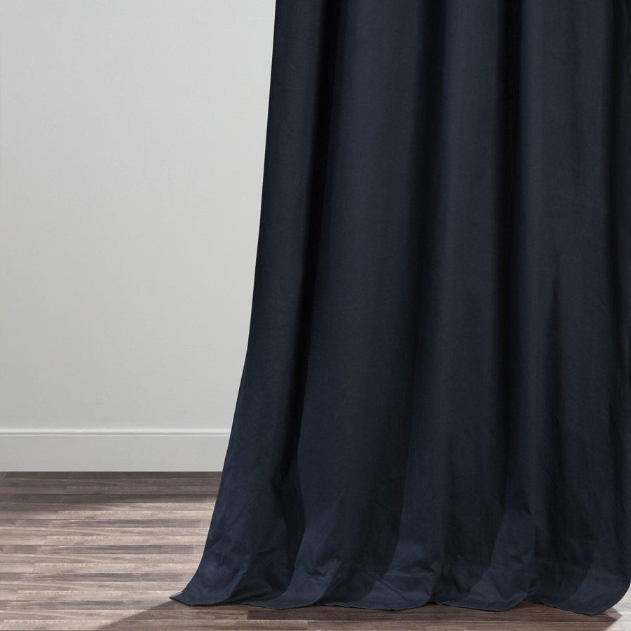 Polo Navy French Pleat Solid Cotton Curtain