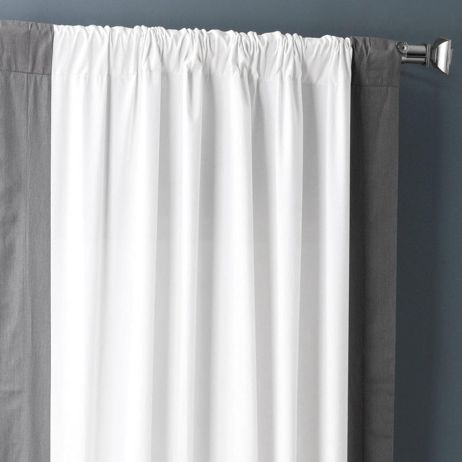 Fresh Popcorn & Millstone Grey Vertical Printed Cotton Curtain