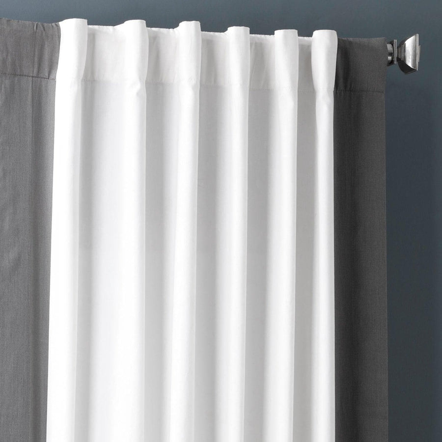 Fresh Popcorn & Millstone Grey Vertical Printed Cotton Curtain