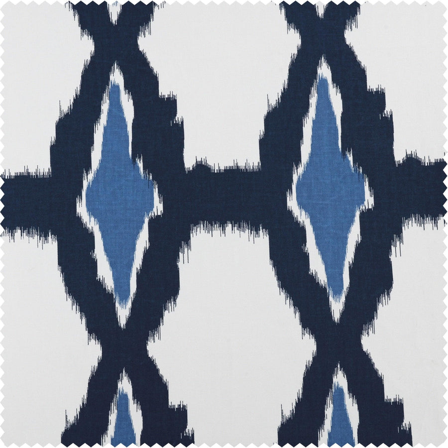 Sorong Royal Blue Printed Hotel Blackout Cotton Swatch - HalfPriceDrapes.com