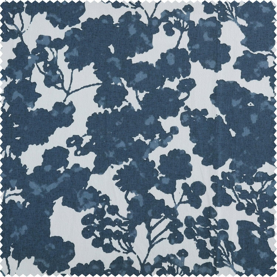 Fleur Blue Printed Cotton Hotel Blackout Swatch - HalfPriceDrapes.com