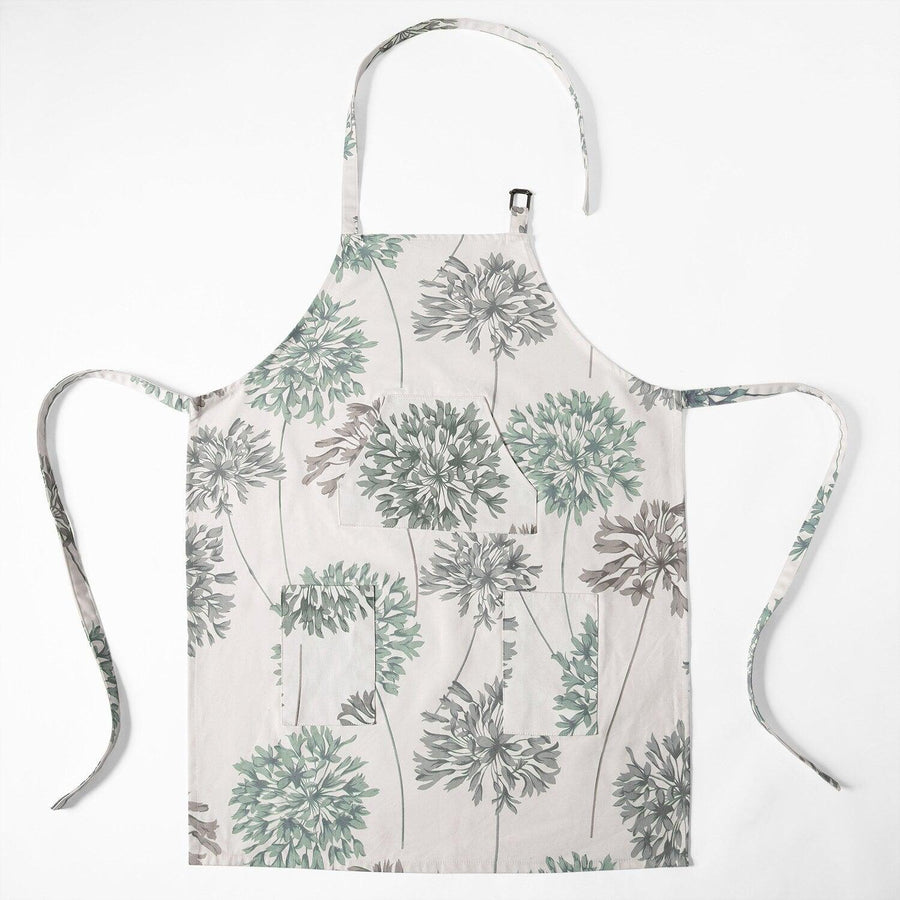 Allium Blue Grey Printed Cotton Apron - HalfPriceDrapes.com