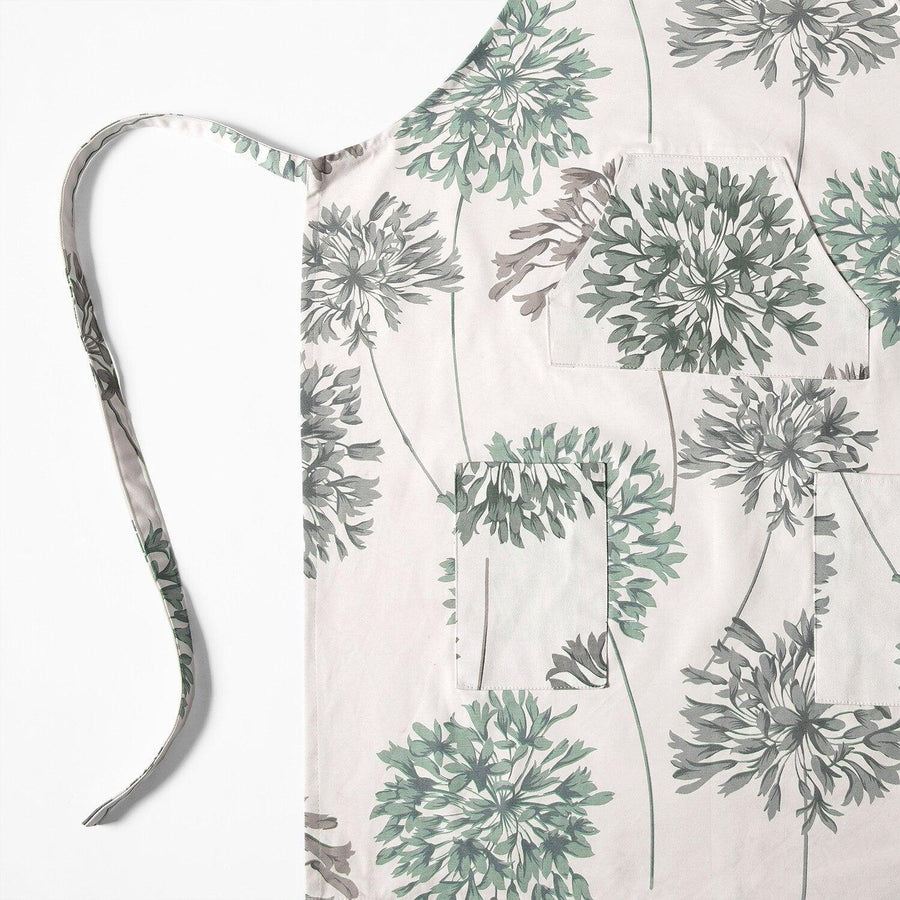 Allium Blue Grey Printed Cotton Apron - HalfPriceDrapes.com