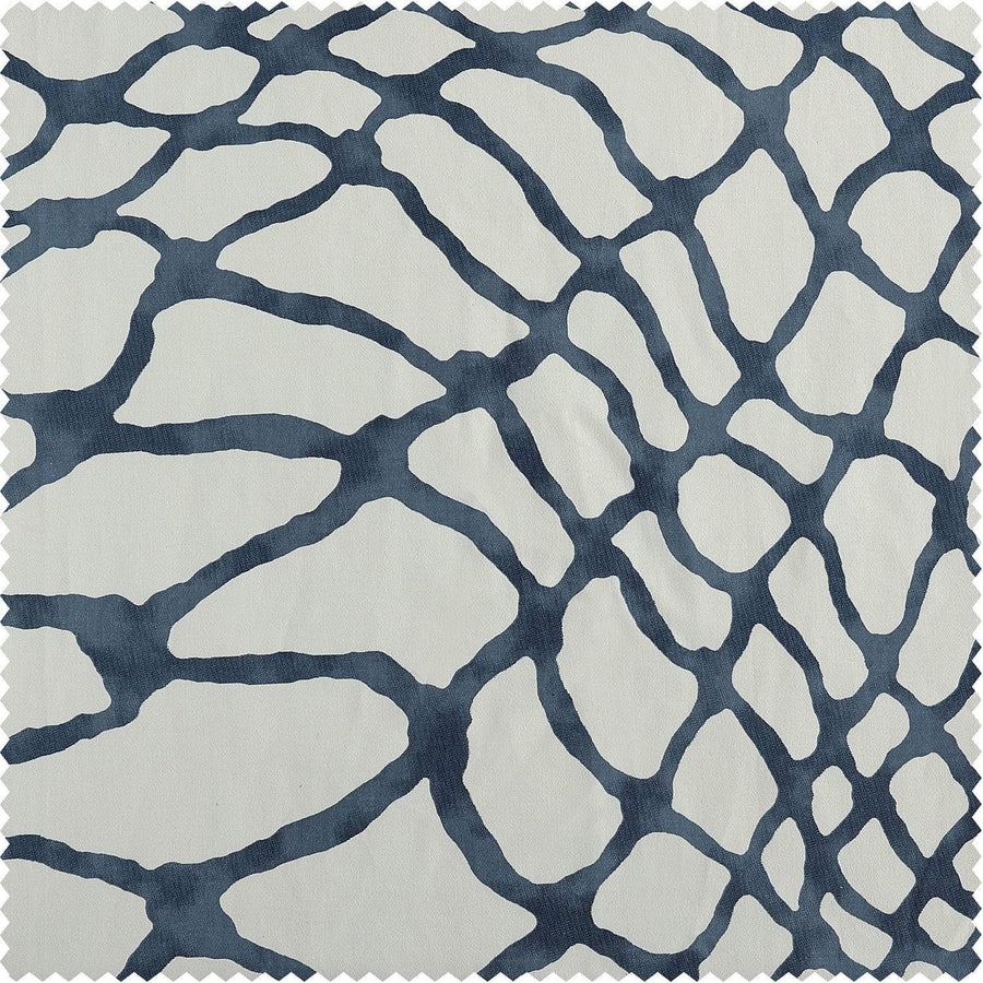 Ellis Blue Printed Cotton Swatch - HalfPriceDrapes.com