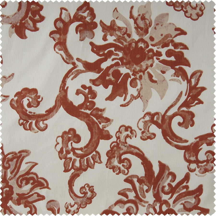 Indonesian Rust Printed Cotton Hotel Blackout Swatch - HalfPriceDrapes.com