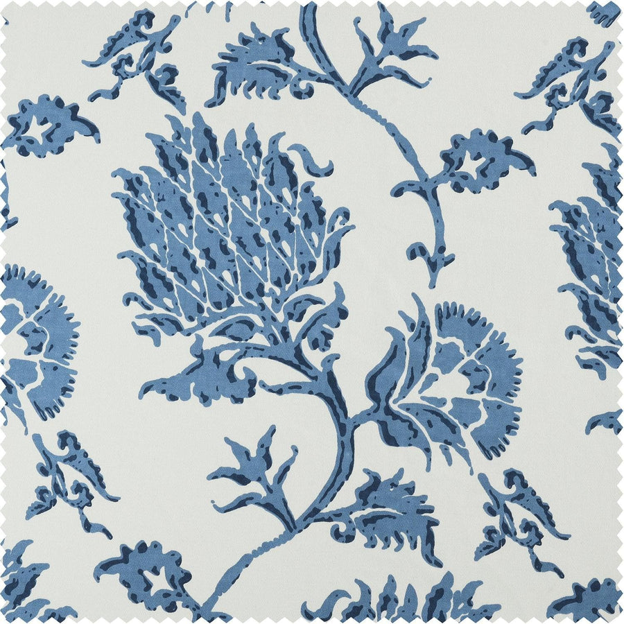 Duchess Blue Printed Cotton Swatch - HalfPriceDrapes.com