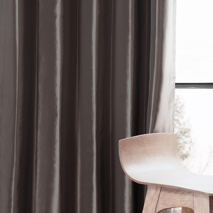 Mushroom Faux Silk Taffeta Blackout Curtain - HalfPriceDrapes.com