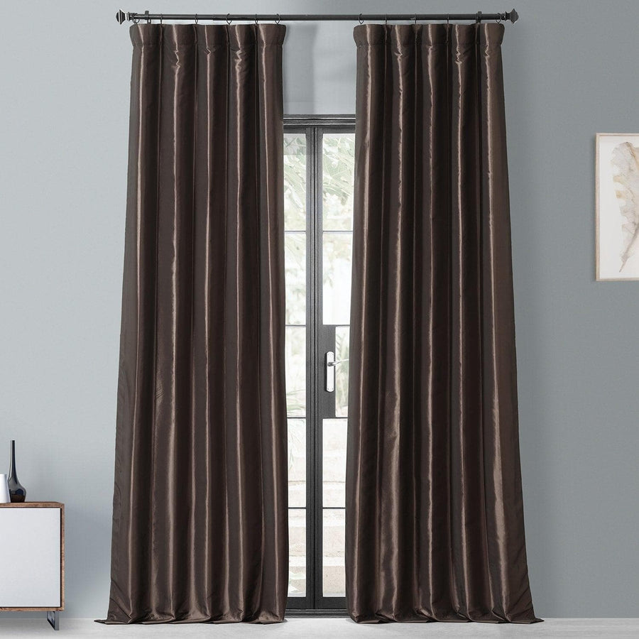 Mushroom Faux Silk Taffeta Blackout Curtain