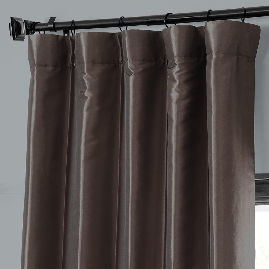 Mushroom Faux Silk Taffeta Blackout Curtain