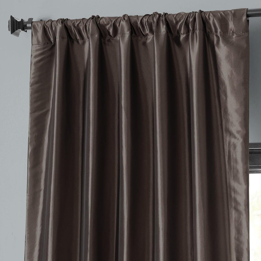 Mushroom Faux Silk Taffeta Blackout Curtain