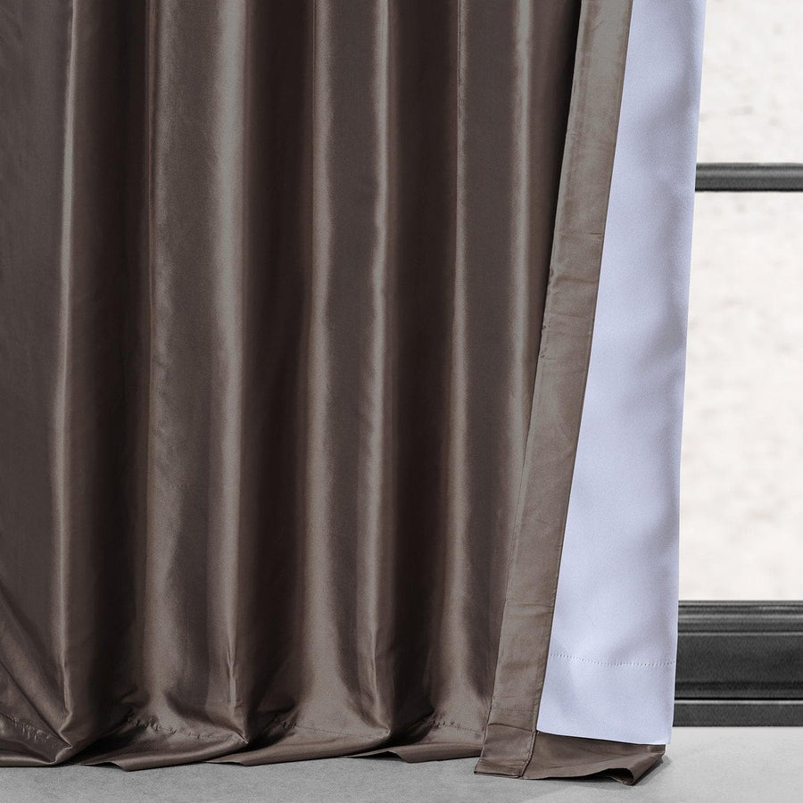 Mushroom Faux Silk Taffeta Blackout Curtain