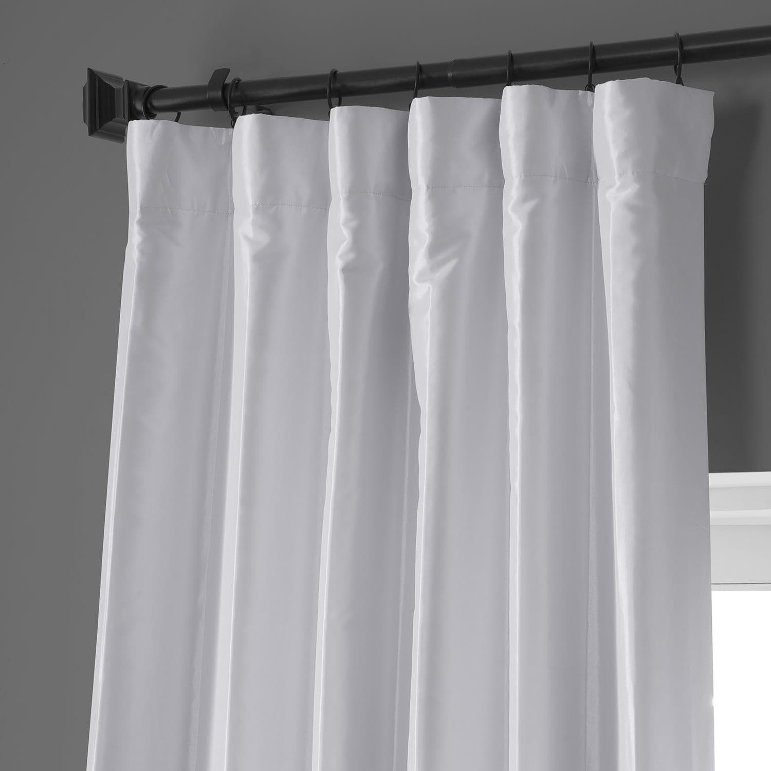 Clever Cream Faux Silk Taffeta Hotel Blackout Curtain