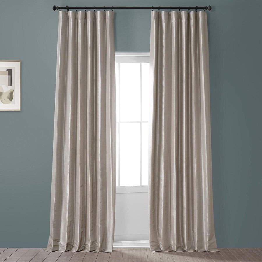 Virtual Beige Faux Silk Taffeta Hotel Blackout Curtain