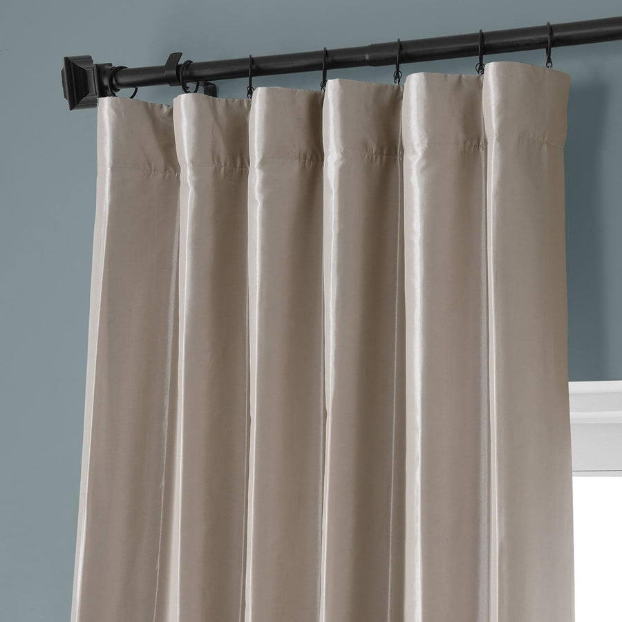 Virtual Beige Faux Silk Taffeta Hotel Blackout Curtain