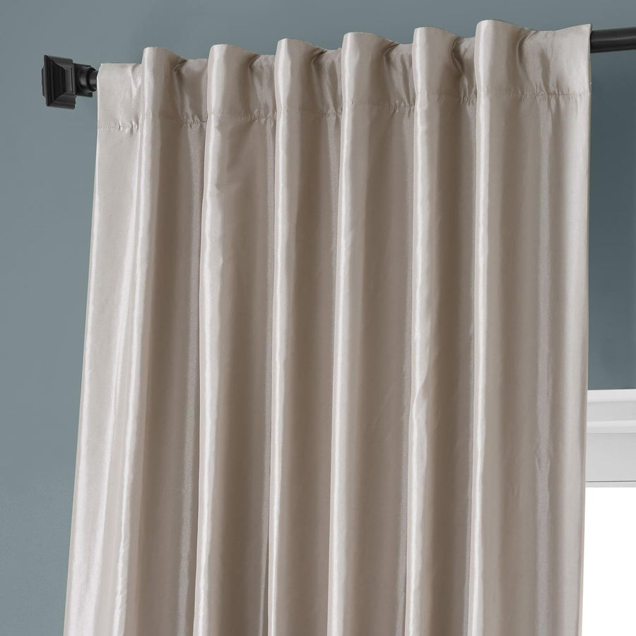 Virtual Beige Faux Silk Taffeta Hotel Blackout Curtain