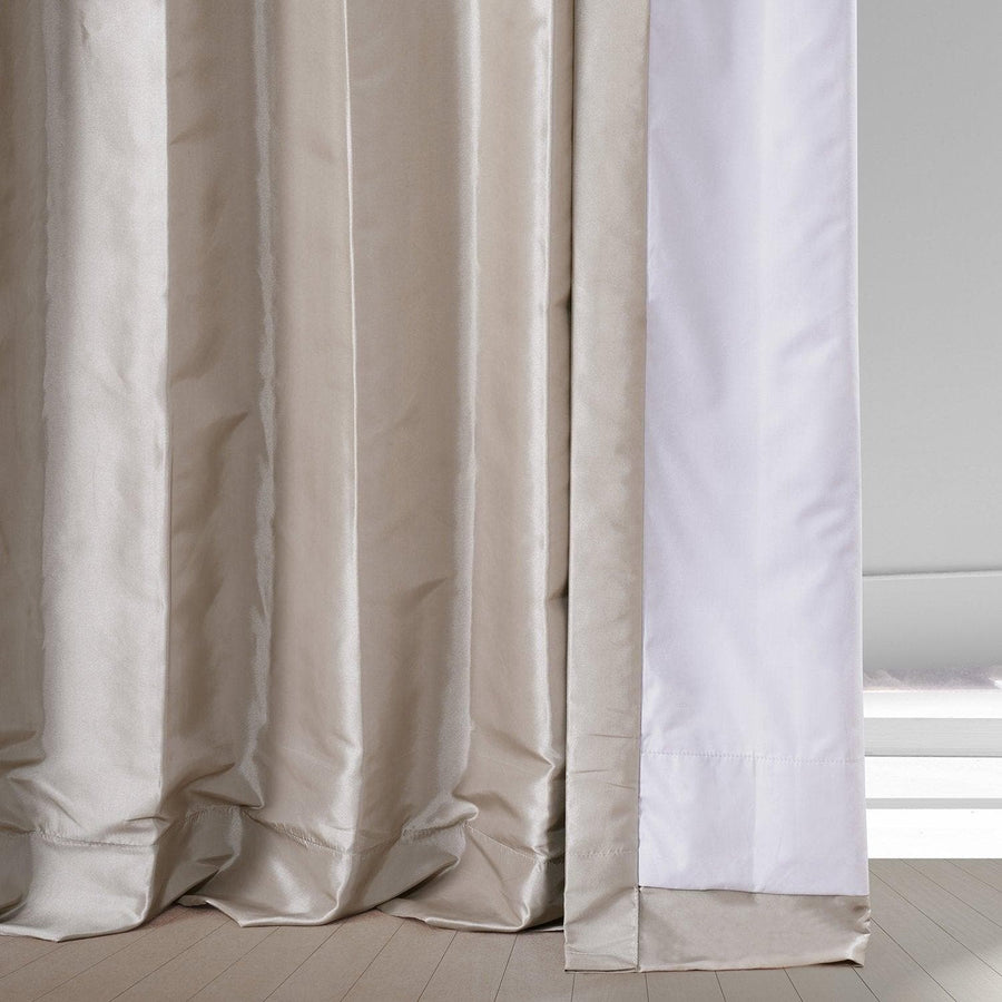 Virtual Beige Faux Silk Taffeta Hotel Blackout Curtain